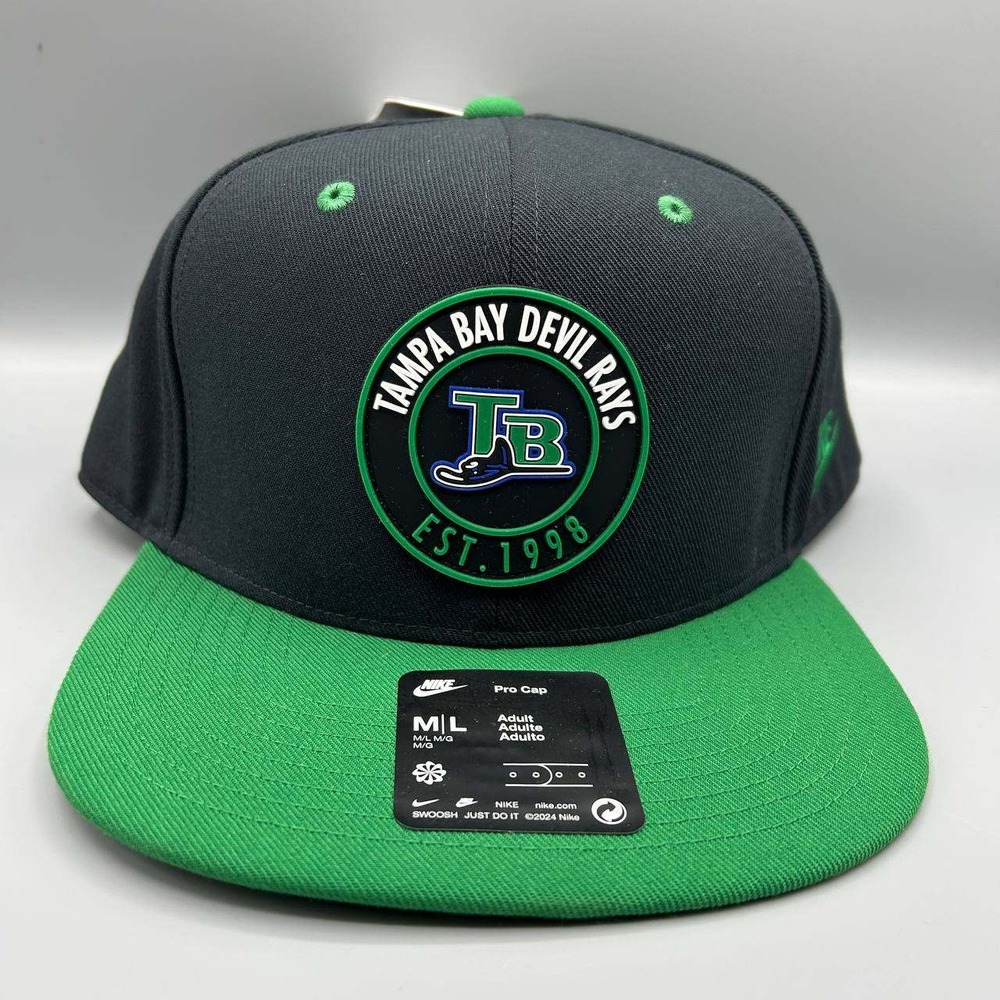 Tampa Bay Devil Rays x Nike Pro Hat Men M-L Black Green Dri-Fit Snap Back New